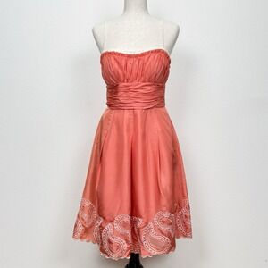Phoebe Couture Dress Womens 10 Pink Empire Waist Silk Y2K Party Preppy HOCO